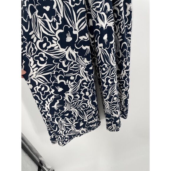 NWT Aqua Womens Medium Jumpsuit Floral Navy White Ruffle Sleeves Coastal Casual - Picture 10 of 11